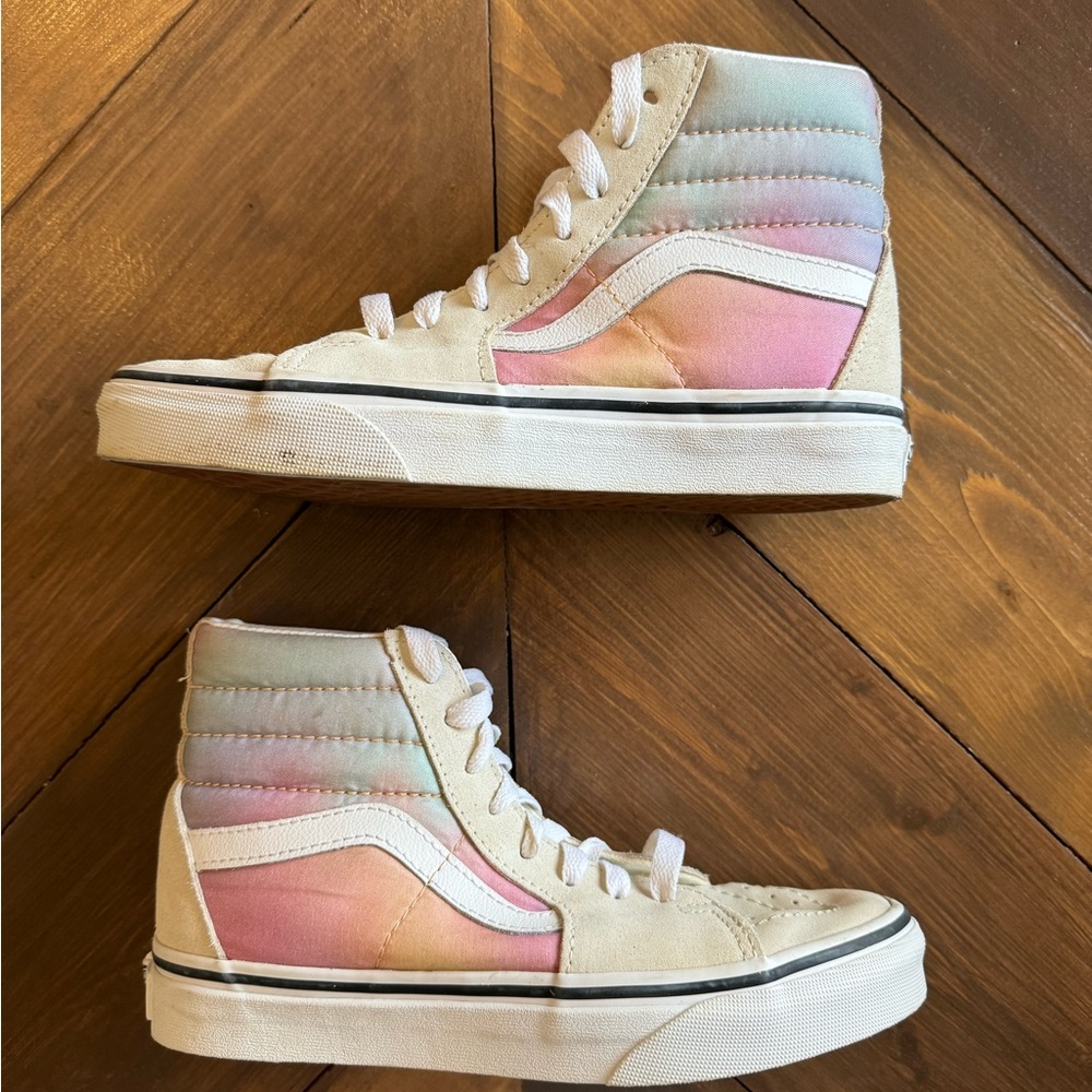VANS Sk8-Hi white rainbow ombré high top sneakers